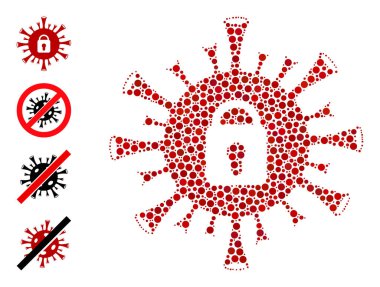 Noktalı Coronavirus Kilitleme Kompozisyonu Yuvarlak Noktalar ve Diğer Simgelerin