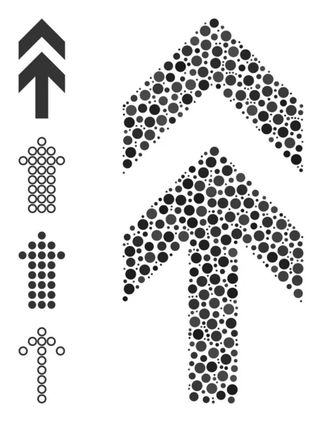 Flecha punteada hacia arriba Composición de círculos e iconos similares — Vector de stock