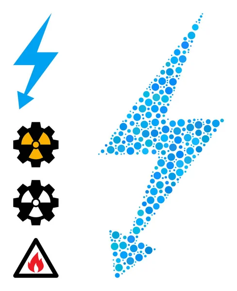 Mosaïque pointillée de grèves électriques de cercles et d'icônes similaires — Image vectorielle