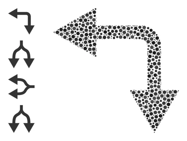 Dotted Bifurcation Arrow Αριστερά κάτω Μωσαϊκό των Στρογγυλεμένες κουκκίδες και άλλες εικόνες — Διανυσματικό Αρχείο