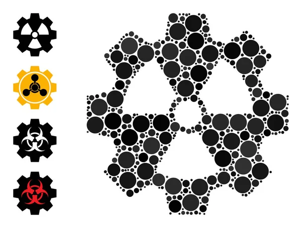 Kropkowany skład przemysłu atomowego okrągłych kropków z podobnymi ikonami — Wektor stockowy