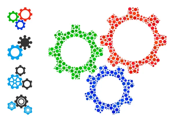 Gepunktetes Getriebe Zusammensetzung von Kreisen mit ähnlichen Symbolen — Stockvektor