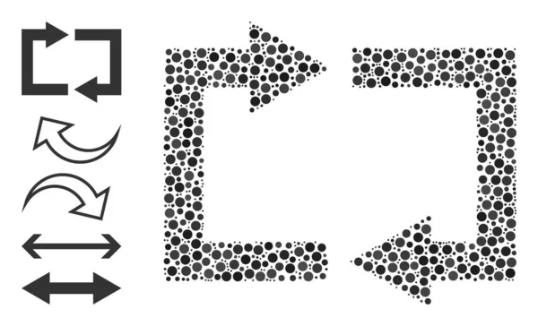 Flechas de cambio punteadas Collage de puntos redondos y otros iconos — Vector de stock
