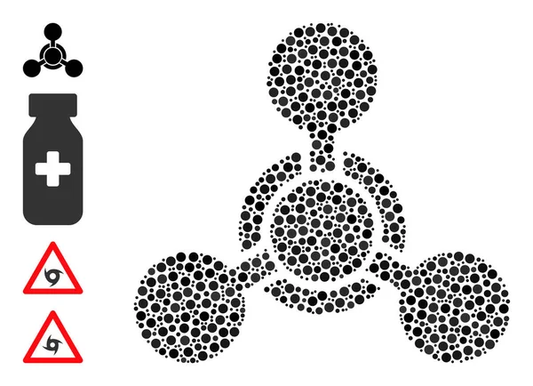 Empoisonnement chimique pointillé Composition des points ronds avec des icônes bonus — Image vectorielle