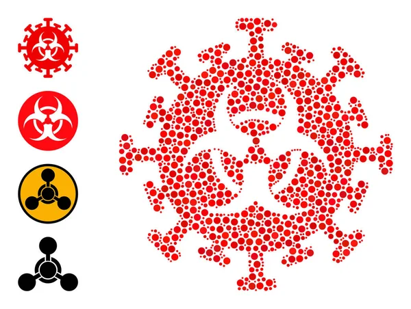 Danger pointillé Collage de virus de cercles avec des icônes bonus — Image vectorielle