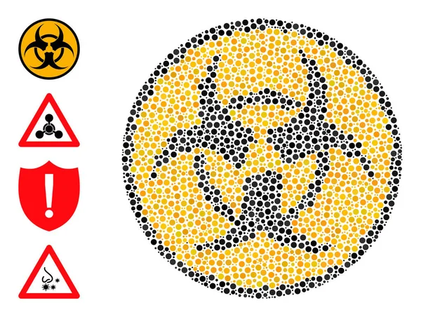 Danger biologique pointillé Composition des cercles avec icônes bonus — Image vectorielle