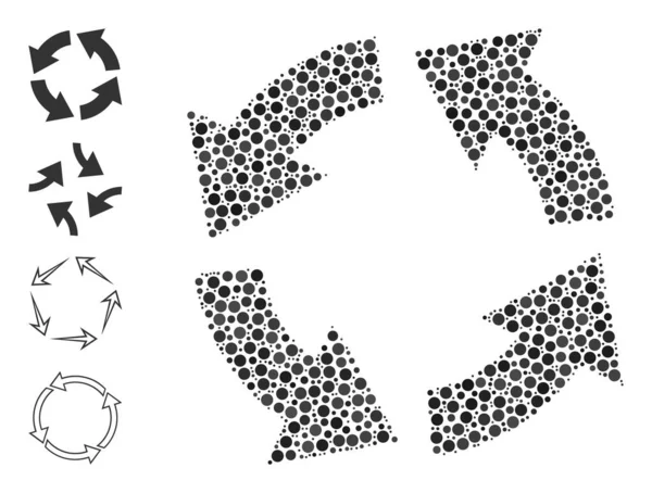 Collage circolare punteggiato di cerchi con icone simili — Vettoriale Stock