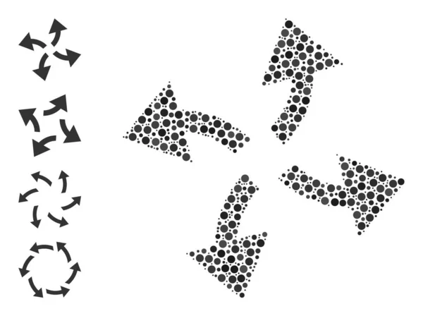 Gepunktete Zentrifugalpfeile Mosaik aus Kreisen mit Bonussymbolen — Stockvektor