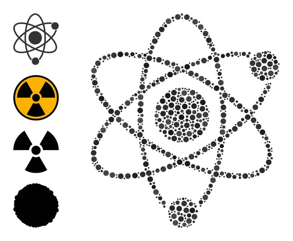 Kropkowany skład atomowy okręgów i ikon bonusowych — Wektor stockowy