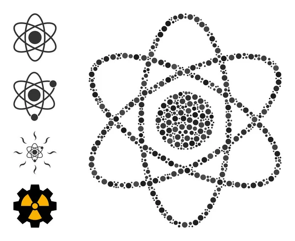 A kerek pontok és bónuszikonok pontozott atommozaikja — Stock Vector