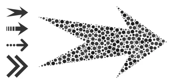 Flèche pointillée Collage droit des cercles et autres icônes — Image vectorielle