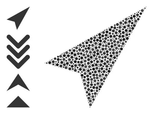 Dotted Arrowhead Right-Up Collage of Rounded Dots με εικονίδια μπόνους — Διανυσματικό Αρχείο