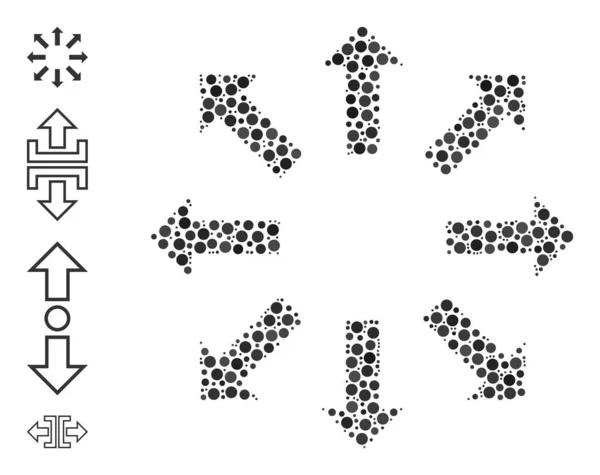 Strzałki kropkowane Mozaika zaokrąglonych kropki i podobne ikony — Wektor stockowy