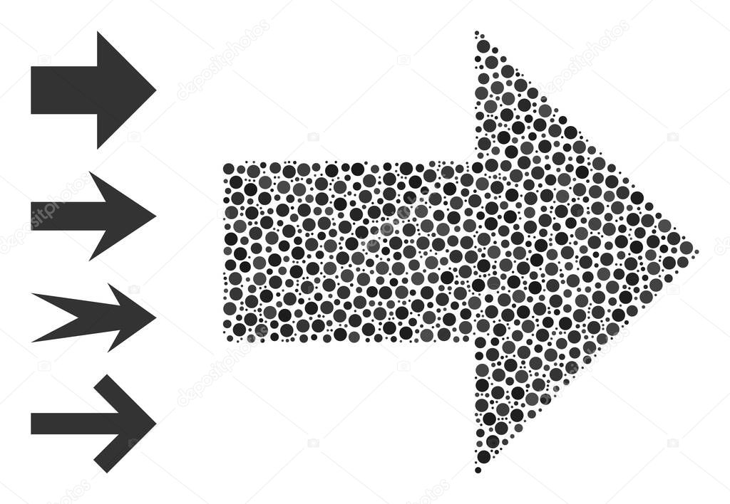 Dotted Arrow Right Collage of Rounded Dots and Other Icons