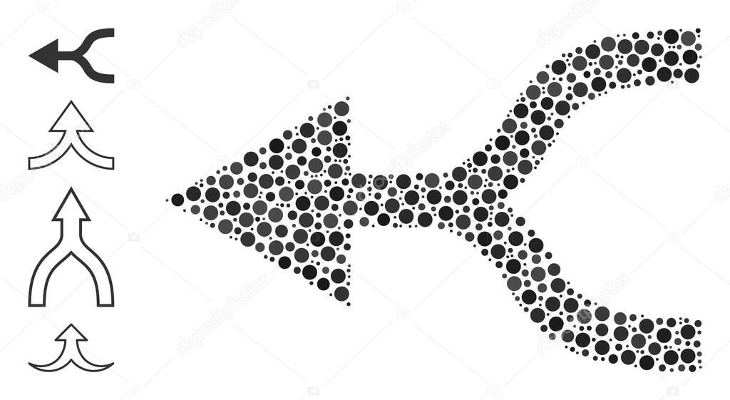 Dotted Combine Arrow Left Collage of Rounded Dots and Other Icons