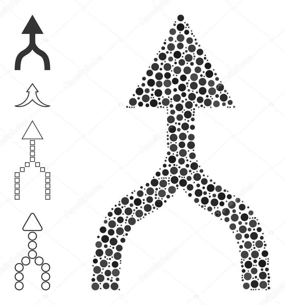 Dotted Combine Arrow Up Composition of Circles with Other Icons