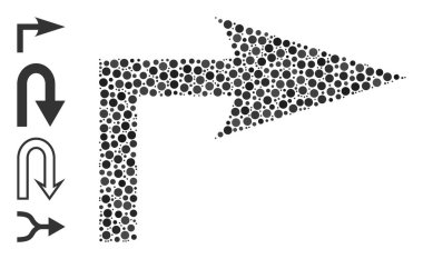 Benzer Simgelerle Noktalı Sağa Dönen Yuvarlak Noktalar Kolajı