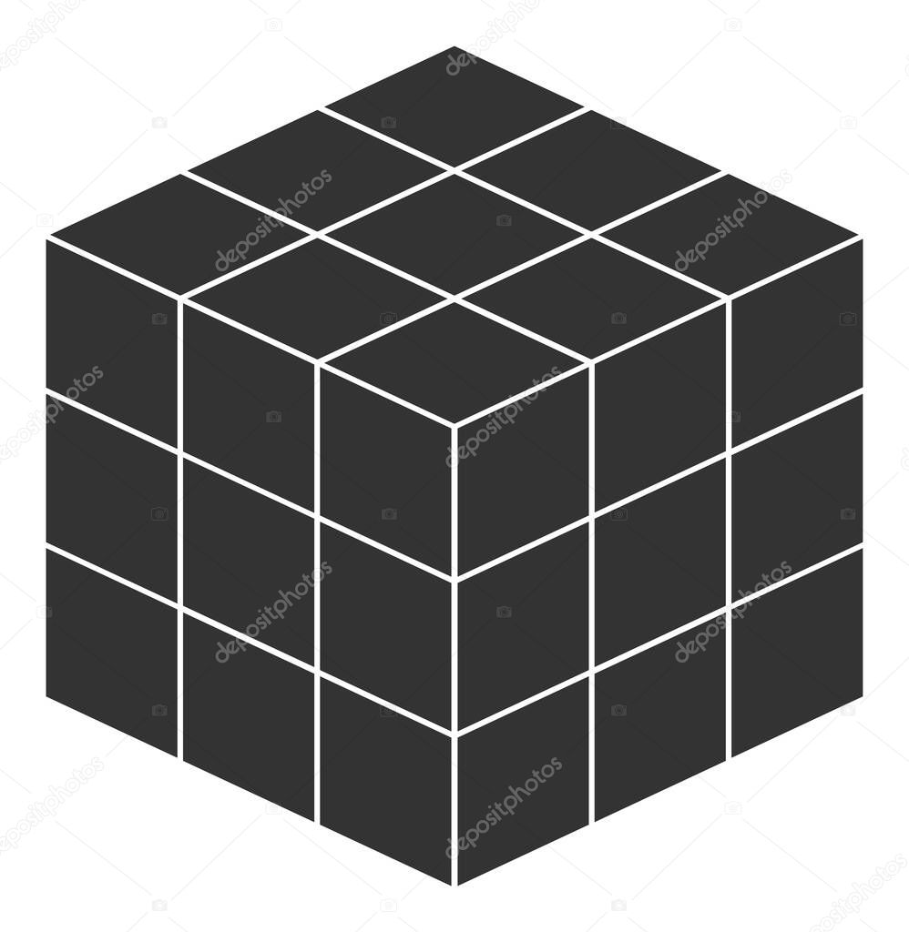 3X3X3 Cube - Raster Icon Illustration