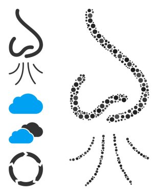 Yuvarlak Noktalar ve Benzer Simgelerin Noktalı Burun Koklama Kompozisyonu