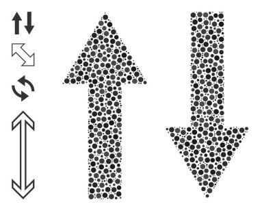 Noktalı Dikey Oklar Yuvarlak Noktalar ve Diğer Simgeler Kolajı