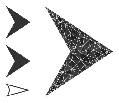 Çokgen Ok Başlığı Sağ Simge ve Diğer Simgeler