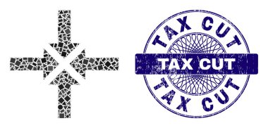 Grunge Vergisi Mühür ve Geometrik Sıkıştırma Okları Mozaiği