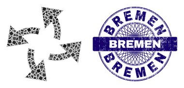 Desenli Bremen Mührü ve Geometrik Merkezkaç Okları Mozaiği