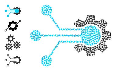 Diğer Simgelerle Yuvarlak Noktalar 'ın Noktalı Akıllı Cog Mozaiği