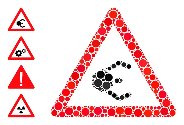 Avertissement Nanobot pointillé Composition des points arrondis et icônes similaires — Image vectorielle
