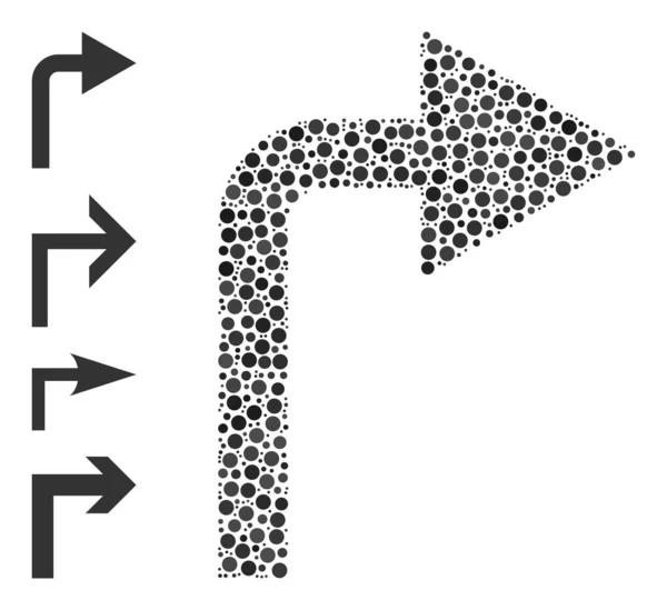 Pontuado Vire à direita Composição de pontos arredondados e ícones semelhantes — Vetor de Stock