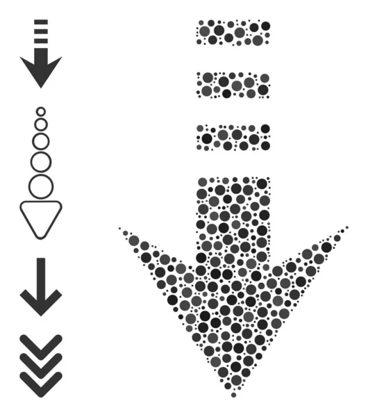 Pointée Envoyer vers le bas Composition des points arrondis et autres icônes — Image vectorielle