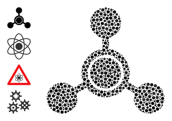 Skład cząsteczek metanu w postaci kropkowanej w okrągłych kropkach z podobnymi ikonami — Wektor stockowy