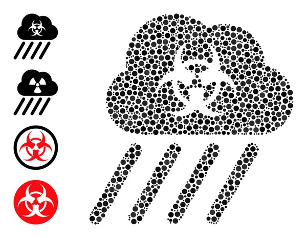 Mosaïque de pluie toxique pointillée de points arrondis avec des icônes similaires — Image vectorielle