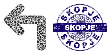 Grunge Üsküp Mühür ve Geometrik Sola Dönüş Mozaiği