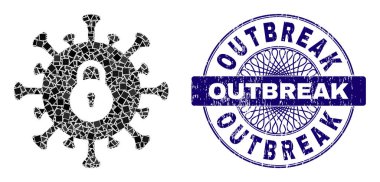 Grunge Salgın Mührü ve Geometrik Salgın Kapatma Mozaiği