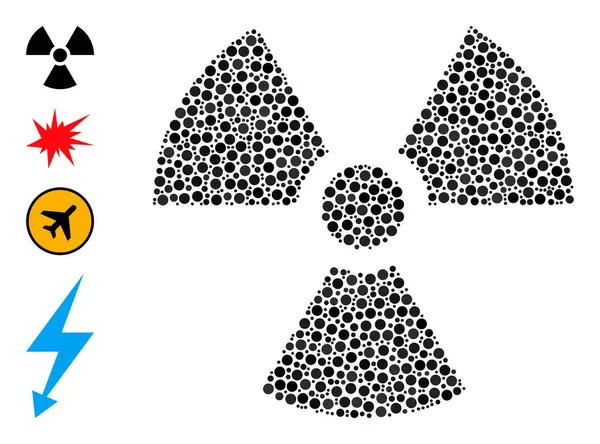 Радиоактивный состав округлых точек с другими иконами — стоковый вектор