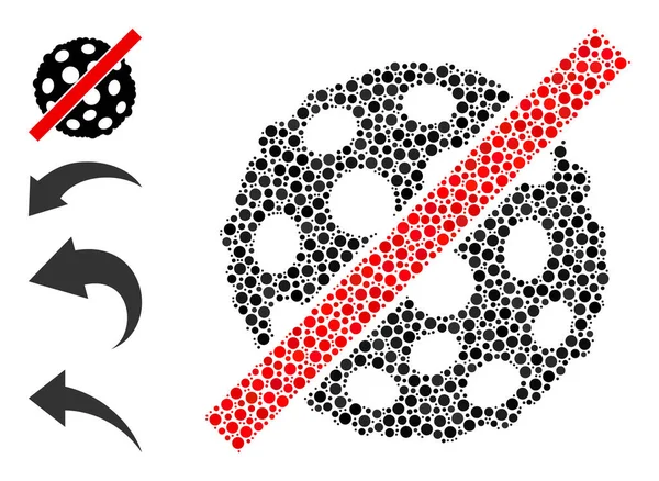 Eliminar microbio esporas mosaico de círculos con iconos de bonificación — Vector de stock