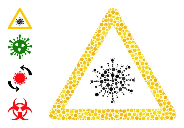 Virus pointillé Danger Composition des points ronds et autres icônes — Image vectorielle