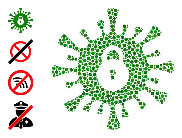Gepunktete Infektion Lockdown Mosaik aus runden Punkten und ähnlichen Symbolen — Stockvektor
