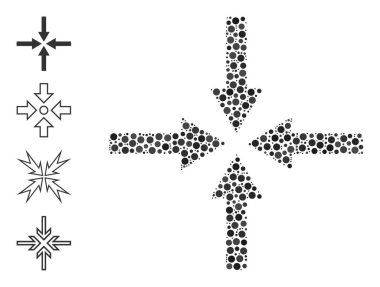 Noktalı Oklar Yuvarlak Noktalar ve Bonus Simgeleri Kolajı