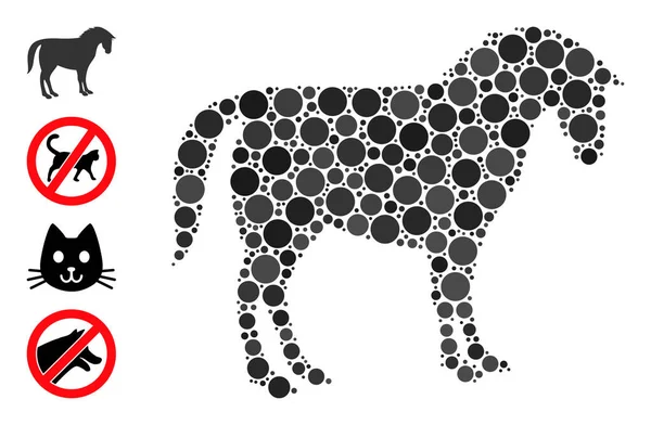 Gepunktete Pferdekomposition aus gerundeten Punkten und Bonussymbolen — Stockvektor