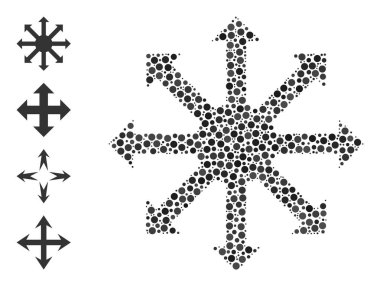 Noktalı Radikal Oklar Yuvarlak Noktalar ve Diğer Simgelerin Mozaiği