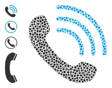 Noktalı Telefon Çağrısı Yuvarlak Noktalar ve Diğer Simgeler Mozaiği