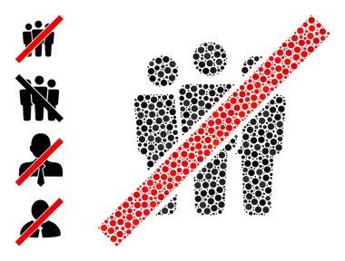 Noktalı Duruş İnsanları Benzer Simgelerle Yuvarlak Noktalar Kolajı