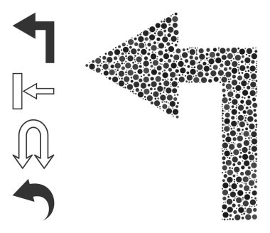 Noktalı Sola Dön Yuvarlak Noktalar ve Bonus Simgeleri Kolajı