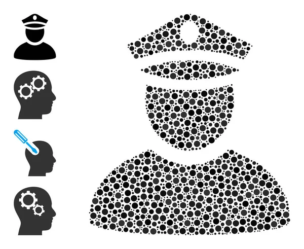 Dotted Police Man Composition des points arrondis et des icônes bonus — Image vectorielle