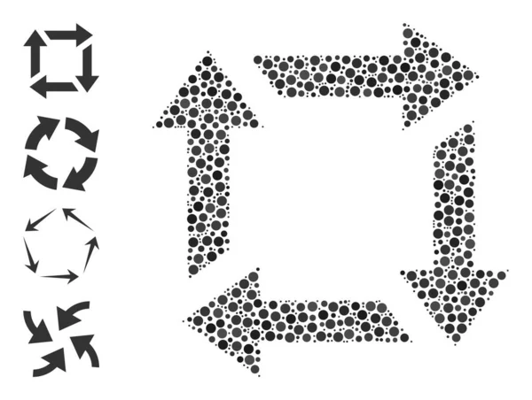 Gepunktete Recycling-Collage aus Kreisen und ähnlichen Symbolen — Stockvektor
