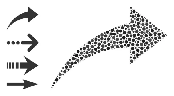 Плямистий редо колаж з округлих крапок і подібних піктограм — стоковий вектор