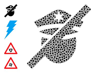 Noktalı Kısıtlı Polis Kompozisyonu Diğer Simgelerle Yuvarlak Noktalar