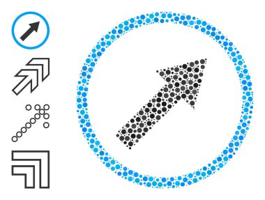 Noktalı Sağ Yuvarlak Ok Kolajı Yuvarlak Noktalar ve Bonus Simgeleri